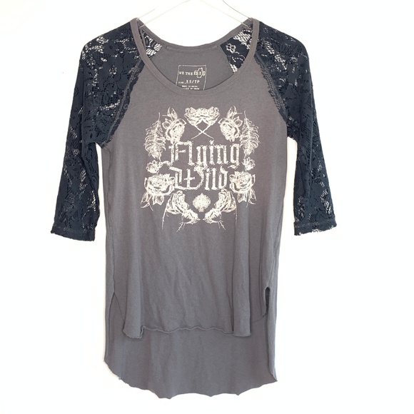 [Free People] Flying Wild Lace Tee - Picture 2 of 8